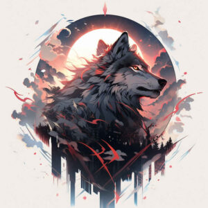 shaded-wolf-tattoo – tattoo design ideas free ai generated – surrealism-symbolic-motifs – for-lower-leg – Gallery: wolves-inkby-ai