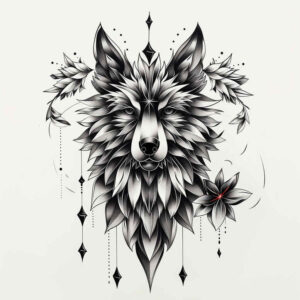 shadow-and-light-wolf-tattoo – tattoo design ideas free ai generated – neotraditional-rich-shading – for-neck – Gallery: wolves-inkby-ai
