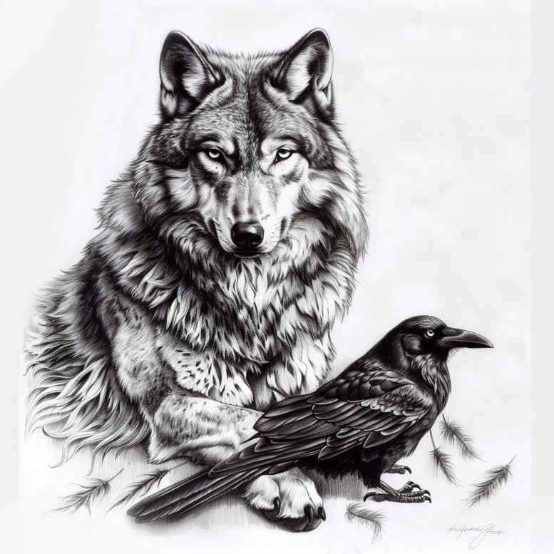 shadow-wolf-tattoo – tattoo design ideas free ai generated – neotraditional-accent-shading – for-ankle – Gallery: wolves-inkby-ai