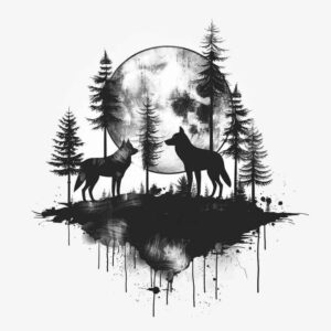 shadow-wolf-tattoo – tattoo design ideas free ai generated – neotraditional-balanced-tones – for-foot – Gallery: wolves-inkby-ai