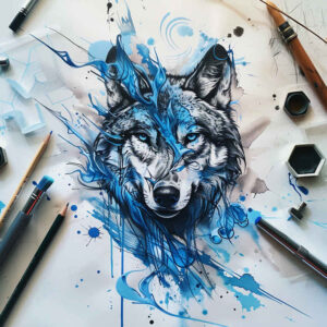 shadow-wolf-tattoo – tattoo design ideas free ai generated – realism-contour-shading – for-wrist-side – Gallery: wolves-inkby-ai
