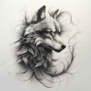 shadow-wolf-tattoo – tattoo design ideas free ai generated – realism-textured-skin – for-abdomen – Gallery: wolves-inkby-ai