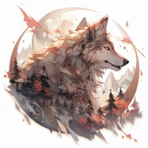spiritual-motif-wolf-tattoo – tattoo design ideas free ai generated – neotraditional-clean-fill – for-collarbone – Gallery: wolves-inkby-ai