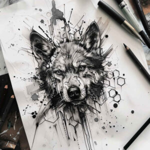 spiritual-motif-wolf-tattoo – tattoo design ideas free ai generated – realism-inner-glow – for-back-shoulder – Gallery: wolves-inkby-ai
