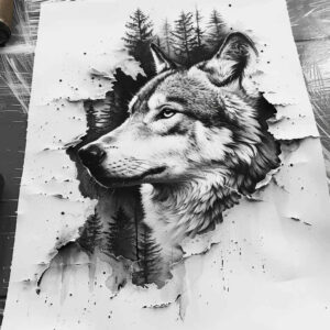 spiritual-motif-wolf-tattoo – tattoo design ideas free ai generated – surrealism-morphic-transformation – for-arm – Gallery: wolves-inkby-ai
