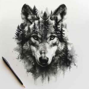 spiritual-wolf-tattoo-for-men – tattoo design ideas free ai generated – neotraditional-textured-shading – for-abdomen – Gallery: wolves-inkby-ai
