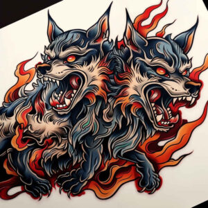 spiritual-wolf-tattoo-for-men – tattoo design ideas free ai generated – surrealism-ghostly-shapes – for-shin – Gallery: wolves-inkby-ai