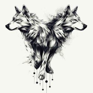 strength-motif-wolf-tattoo – tattoo design ideas free ai generated – surrealism-fragmentation – for-neck – Gallery: wolves-inkby-ai