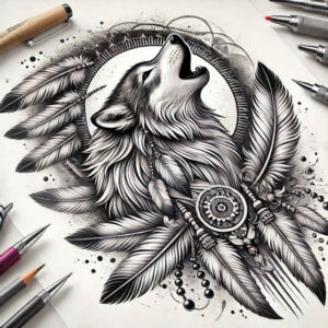 symbolic-meaning-wolf-tattoo – tattoo design ideas free ai generated – neotraditional-classic-motifs – for-heel – Gallery: wolves-inkby-ai