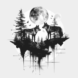 symbolic-meaning-wolf-tattoo – tattoo design ideas free ai generated – neotraditional-refined-lines – for-back-shoulder – Gallery: wolves-inkby-ai
