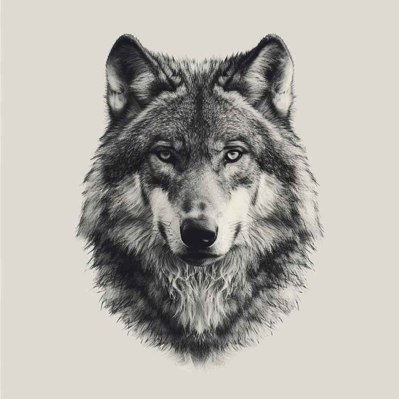 symbolic-wolf-tattoo – tattoo design ideas free ai generated – realism-gentle-shadow – for-upper-chest – Gallery: wolves-inkby-ai