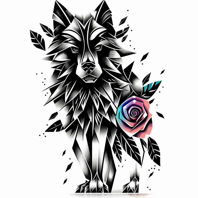 symbolic-wolf-tattoo – tattoo design ideas free ai generated – realism-skin-illusion – for-biceps – Gallery: wolves-inkby-ai