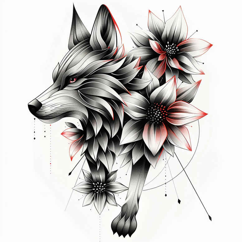 wolves tattoo design ideas Surrealism unreal alpha energy courage and power