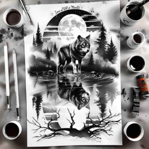 wolves tattoo design ideas Realism soft focus alpha energy for triceps