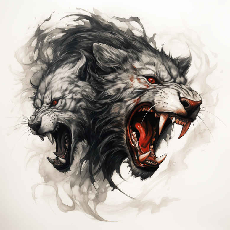 wolves tattoo design ideas CGI-rendered alpha energy symbol of perseverance
