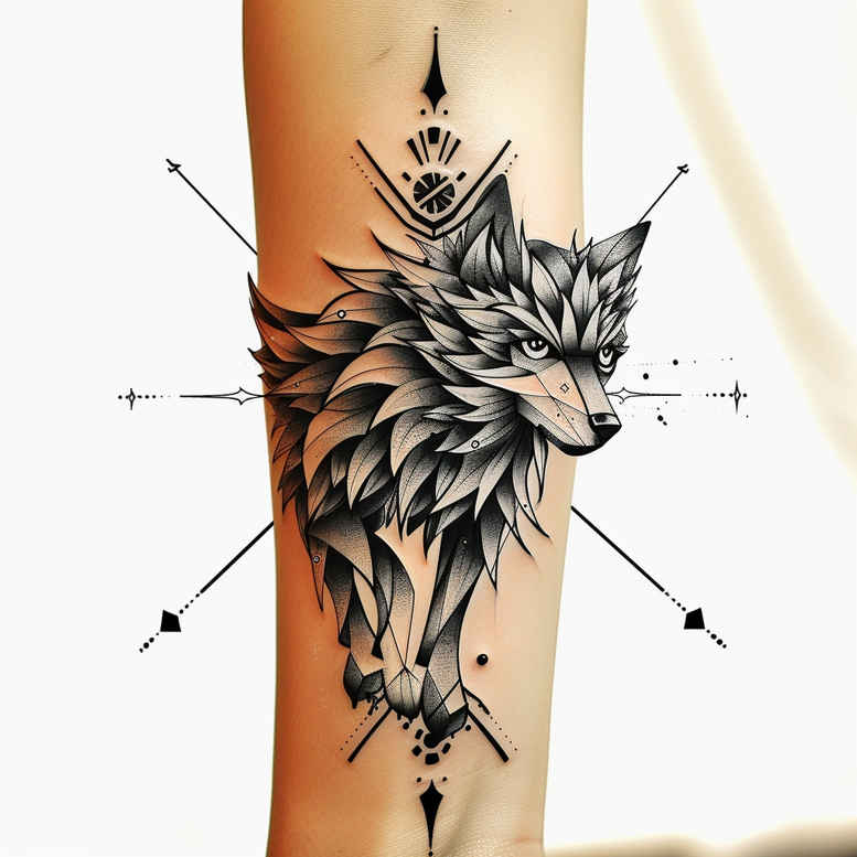wolves tattoo design ideas Surrealism subconscious themes ancient guardian embodying courage