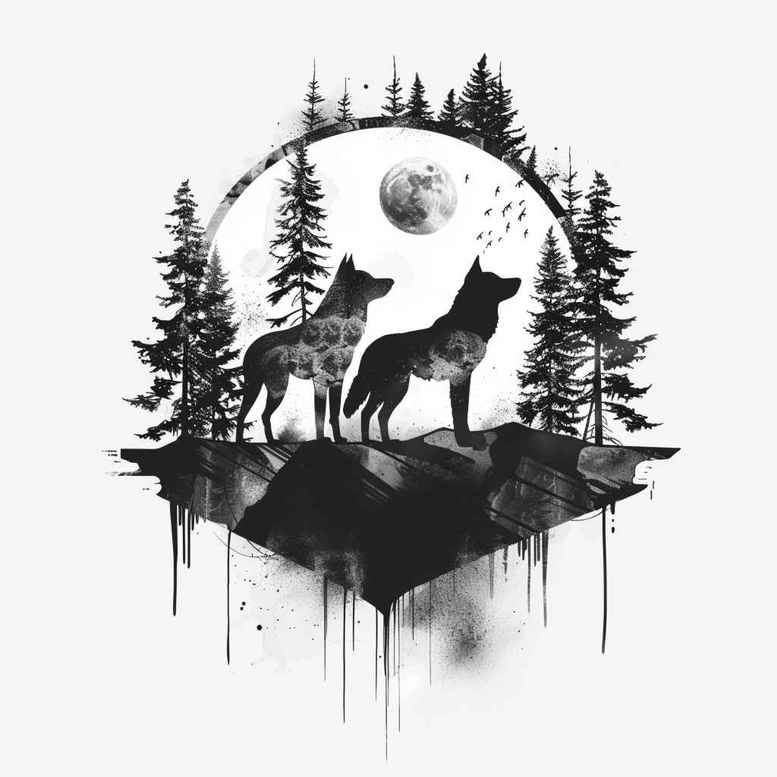 wolves tattoo design ideas realistic movement ancient guardian for chest