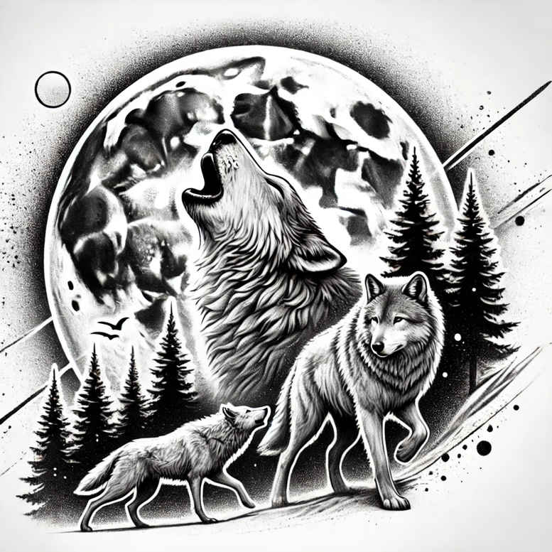 wolves tattoo design ideas Realism seamless blend ancient guardian for full back