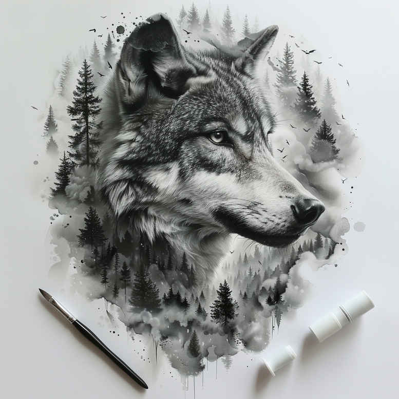wolves tattoo design ideas ethereal ancient guardian for heel