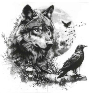wolves tattoo design ideas bold color blocks ancient guardian stands for courage