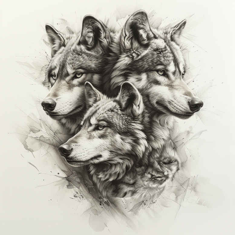 wolves tattoo design ideas artistic contrast ancient guardian symbolising determination