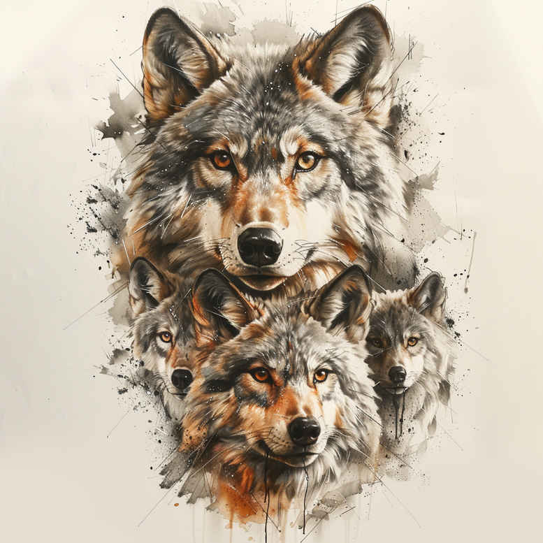 wolves tattoo design ideas soft-focus ancient guardian symbolising perseverance