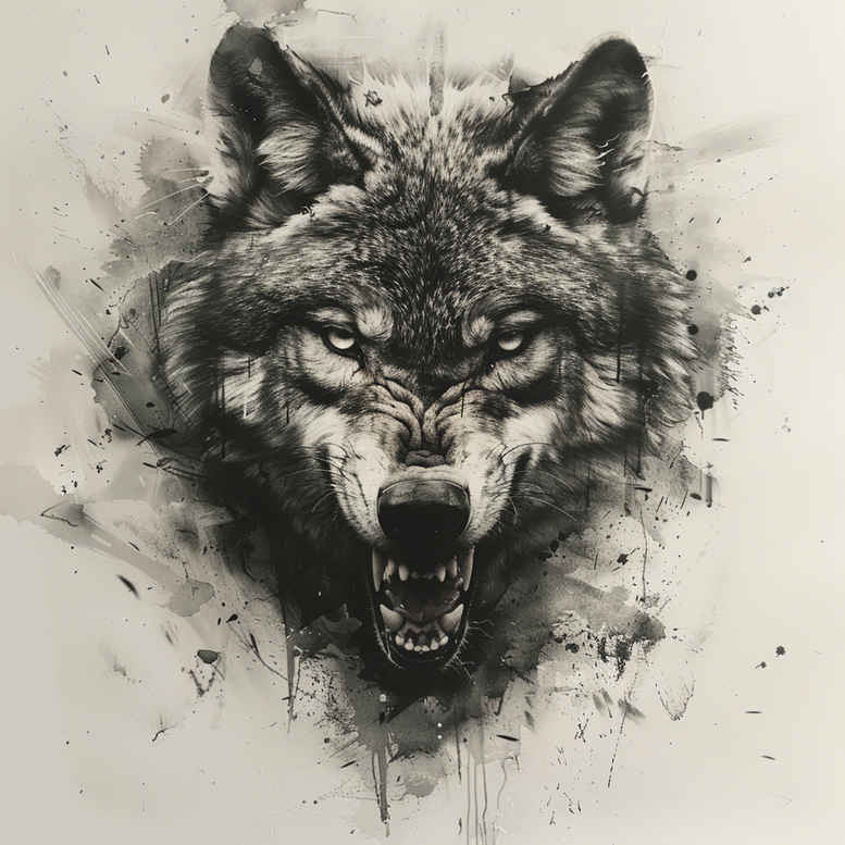 wolves tattoo design ideas Surrealism phantasmagoria cold gaze for hand