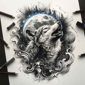 wolves tattoo design ideas Realism organic structure cold gaze for side