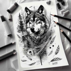 wolves tattoo design ideas vivid gradients cold gaze represents perseverance