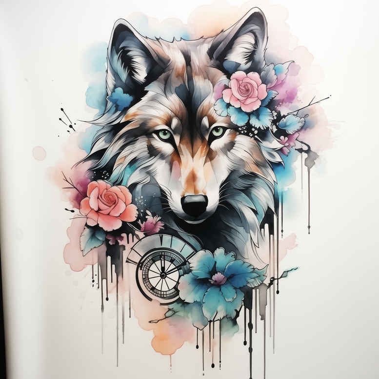 wolves tattoo design ideas Neotraditional balanced tones deep forest mark for lower chest