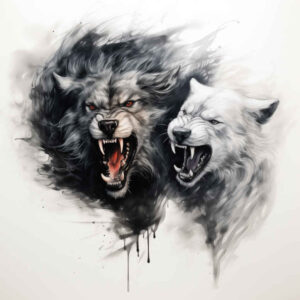 wolves tattoo design ideas contrasting colors deep forest mark for palm