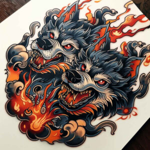 wolves tattoo design ideas Realism light play deep forest mark for upper chest