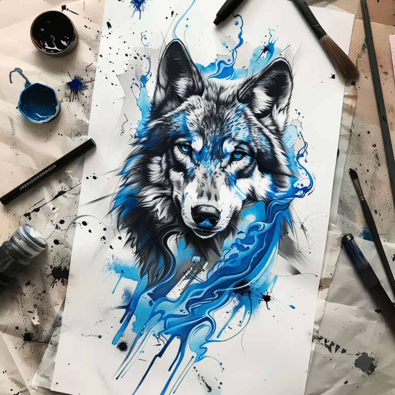 wolves tattoo design ideas Surrealism symbolic deep forest mark shows endurance
