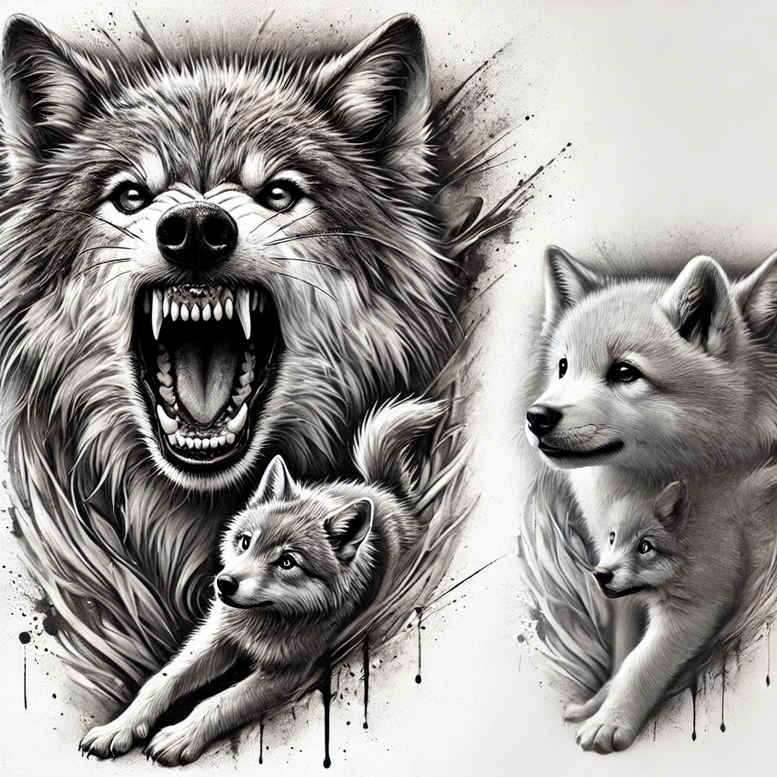 wolves tattoo design ideas soft-focus fang bearer for knee