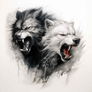 wolves tattoo design ideas Realism illusion of depth fang bearer for sternum