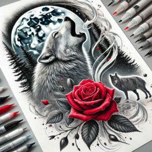 wolves tattoo design ideas color blending fang bearer perseverance and power