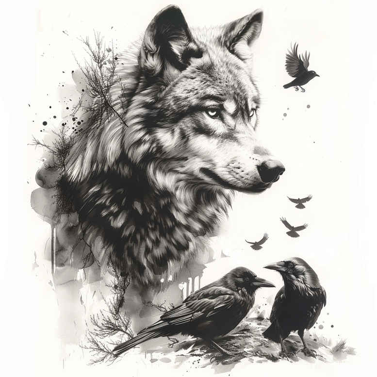 wolves tattoo design ideas bold color blocks fang bearer strength and power