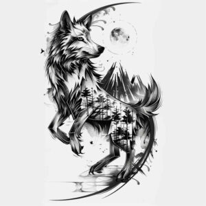 wolves tattoo design ideas Realism photographic quality fang bearer symbolising endurance
