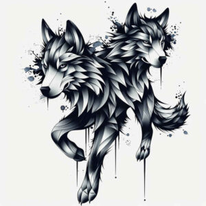 wolves tattoo design ideas line-art feral echo represents strength