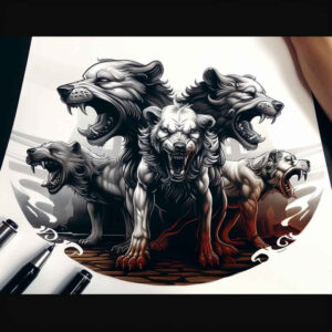 wolves tattoo design ideas Surrealism chromatic aberration fierce loyalty shows determination