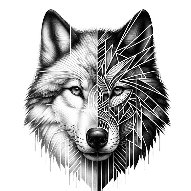 wolves tattoo design ideas Surrealism illusionary forest spirit for knee