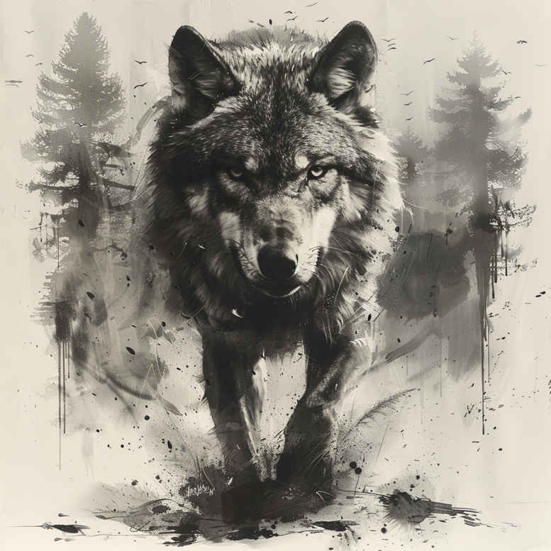 wolves tattoo design ideas Surrealism morphic forest spirit meaning determination