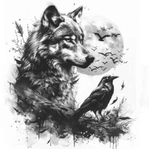 wolves tattoo design ideas sharp-focus forest spirit symbol of resilience