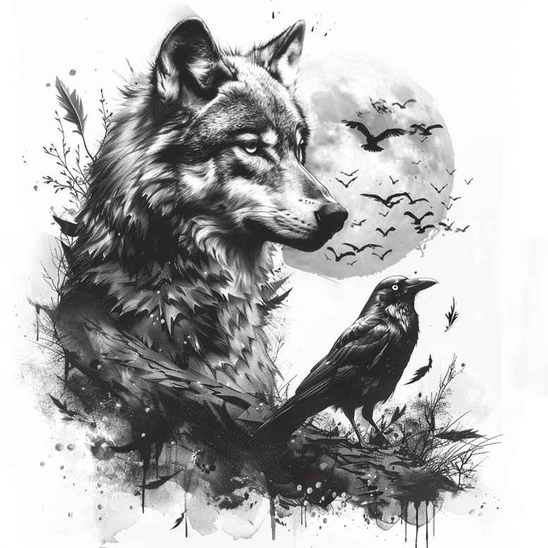 wolves tattoo design ideas sharp-focus forest spirit symbol of resilience