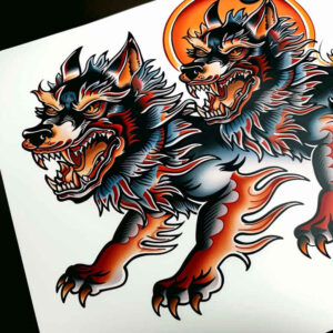 wolves tattoo design ideas Realism high-resolution tattoo hunting presence embodying endurance