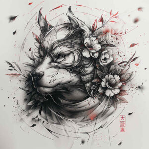 wolves tattoo design ideas Surrealism bizarre hunting presence for abdomen