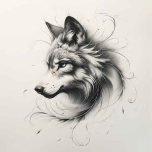 wolves tattoo design ideas Surrealism mysterious hunting presence for behind ear