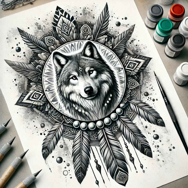 wolves tattoo design ideas Surrealism impossible forms hunting presence for collarbone