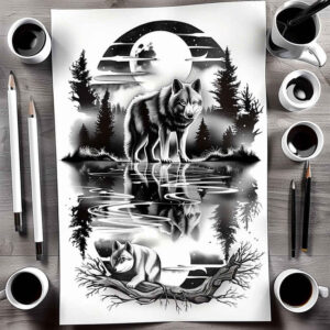wolves tattoo design ideas moody hunting presence for temple