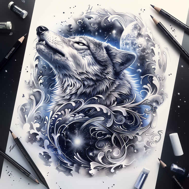 wolves tattoo design ideas enhanced color hunting presence for upper back